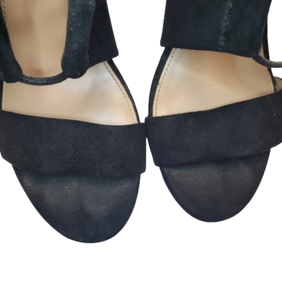 Merona Black Lace Up Open Toe Chunky Heels - Picture 5 of 10